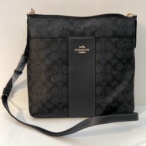 COACH Signature Coated Canvas Crossbody Leather Bag